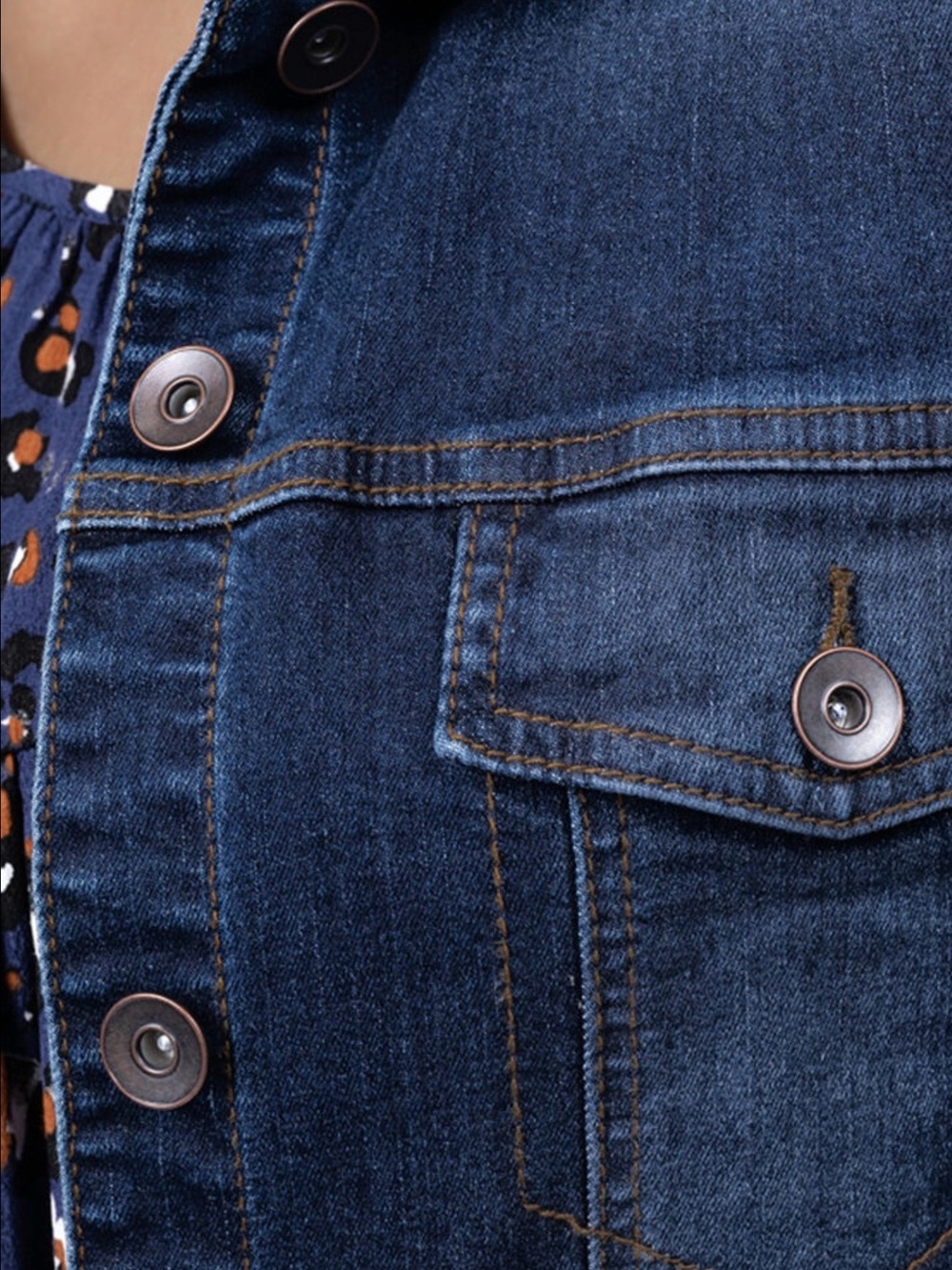 Tribal Dark Wash Relaxed Fit Blue Denim Jacket with Button Front Size Medium - Picture 6 of 11